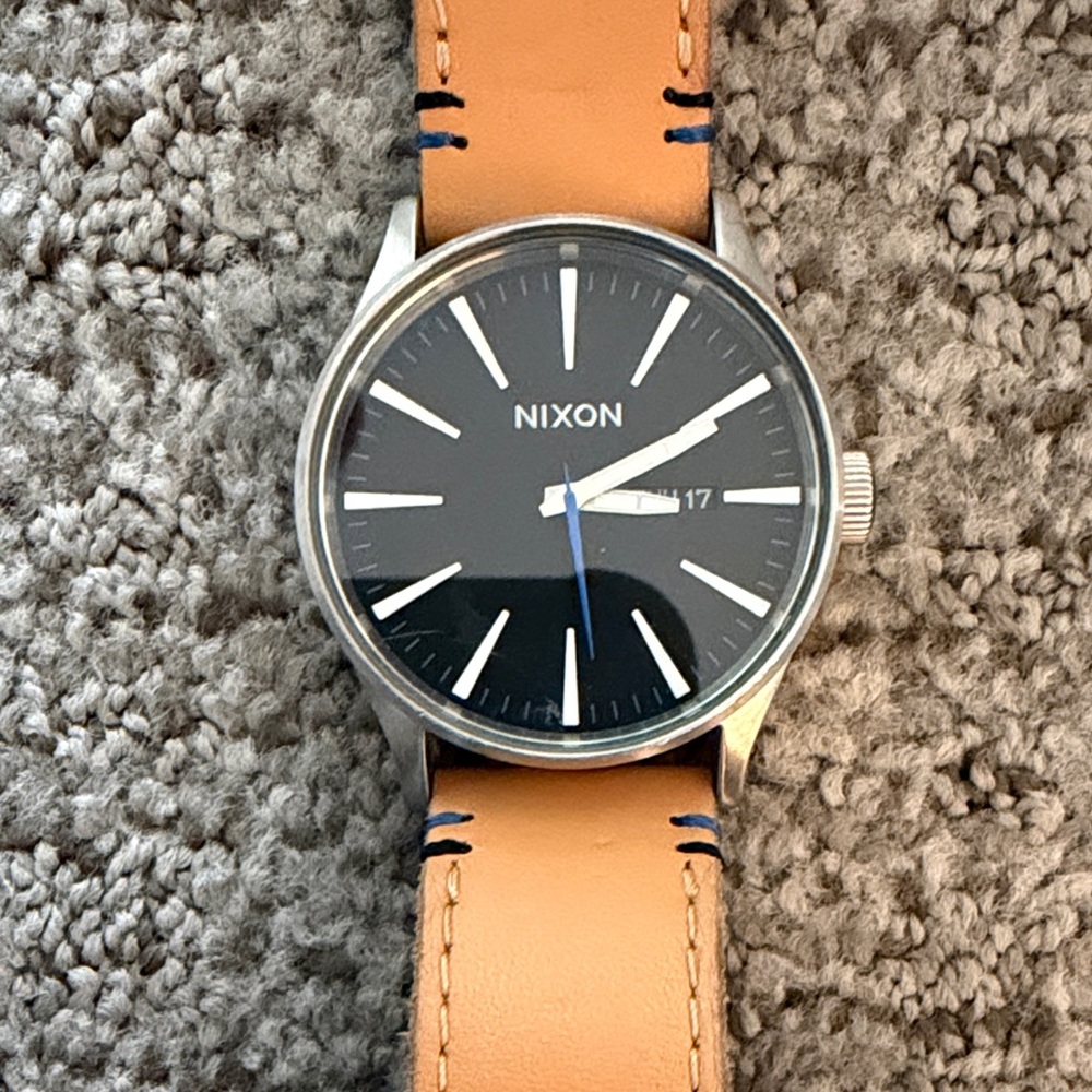 Nixon Black Dial with Tan Leather Strap Watch